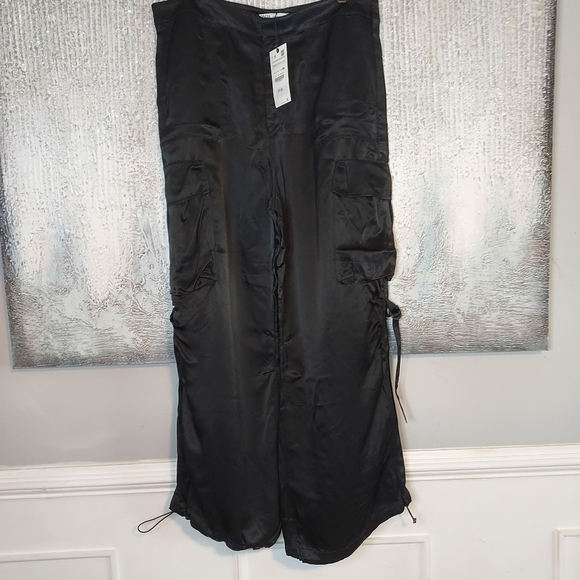 Zara Flowy Satin Cargo Pants Sz-M - Picture 14 of 15